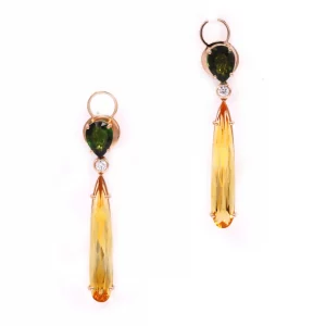 Green Tourmaline & Citrine Dangle Earrings - Image 2