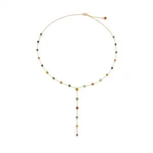 Radiant Multicolor Sapphire Chain Necklace in Yellow Gold - Image 2