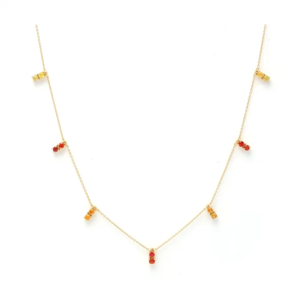 Yellow Gold Necklace with Vibrant Sapphires