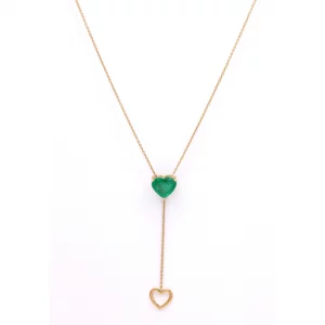 Timeless Grace: Heart-Shaped Emerald Necklace - Image 2