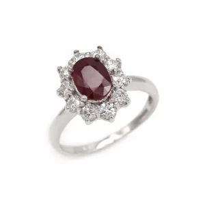 Elegant  Ruby and Diamond Ring in White Gold - Image 2