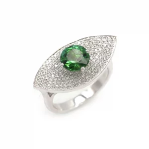 Enchanted Sparkle: Green Tourmaline & Diamond Ring - Image 2