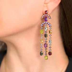 Dubai Downtown: Multicolor Gem Dangle Earrings - Image 3