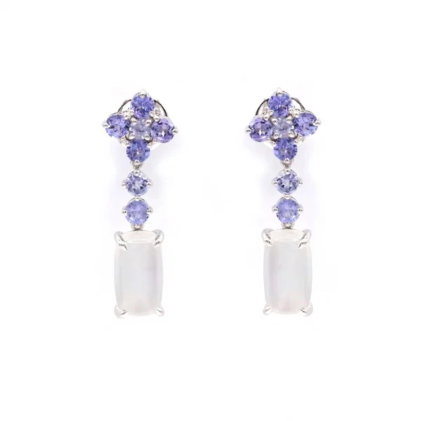 Moonlit Elegance: Sapphire & Moonstone Dangle Earrings