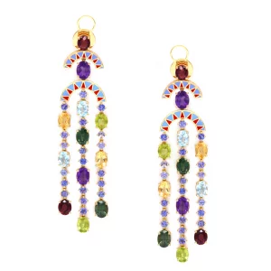 Dubai Downtown: Multicolor Gem Dangle Earrings - Image 2