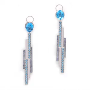 Sapphire & Topaz Brilliance: White Gold Earrings - Image 2