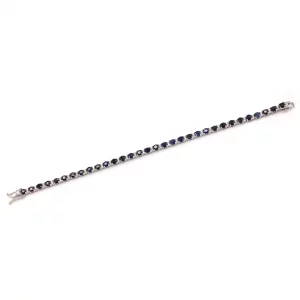 Ethereal Sapphire & Diamond Tennis Bracelet in White Gold - Image 2