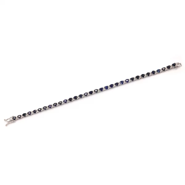 Ethereal Sapphire & Diamond Tennis Bracelet in White Gold