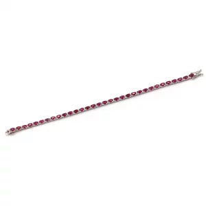 Radiant Ruby & Diamond Tennis Bracelet in White Gold - Image 2