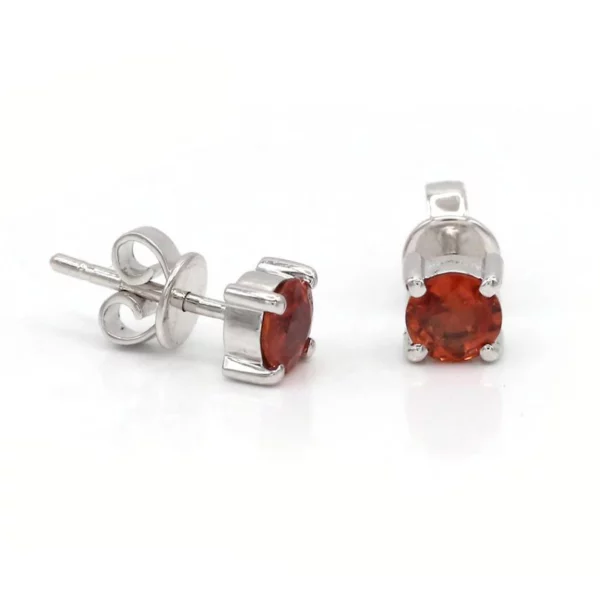 Fiery Red: Sapphire & Diamond Stud Earrings