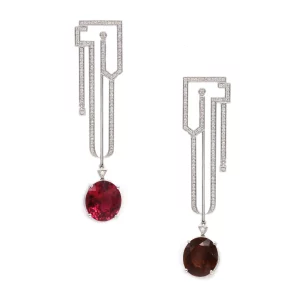 Radiant Tourmaline & Diamond Dangle Earrings - Image 2