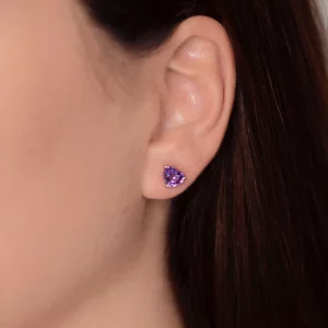 Chic Sparkle: Amethyst Stud Earrings - Image 3