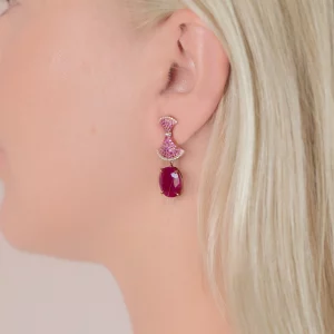 Ruby & Sapphire Brilliance: Gold Cocktail Earrings - Image 3