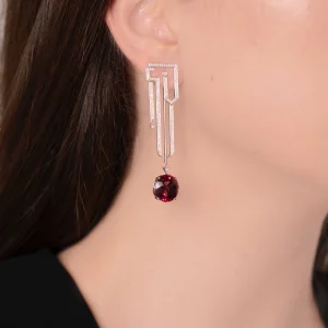 Radiant Tourmaline & Diamond Dangle Earrings - Image 3