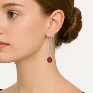 Radiant Tourmaline & Diamond Dangle Earrings - Image 3