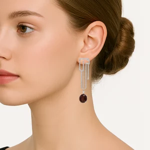 Radiant Tourmaline & Diamond Dangle Earrings - Image 4