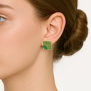 Tsavorite Stud Earrings in Yellow Gold - Image 3