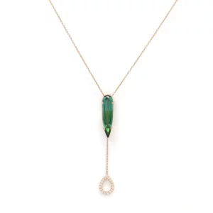 Graceful Pear-Cut Green Tourmaline Pendant in Rose Gold - Image 2