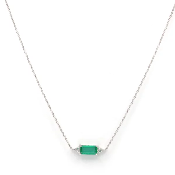 Emerald Radiance: White Gold Pendant