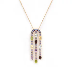 Radiant Multicolor Sapphire Pendant in Yellow Gold - Image 2