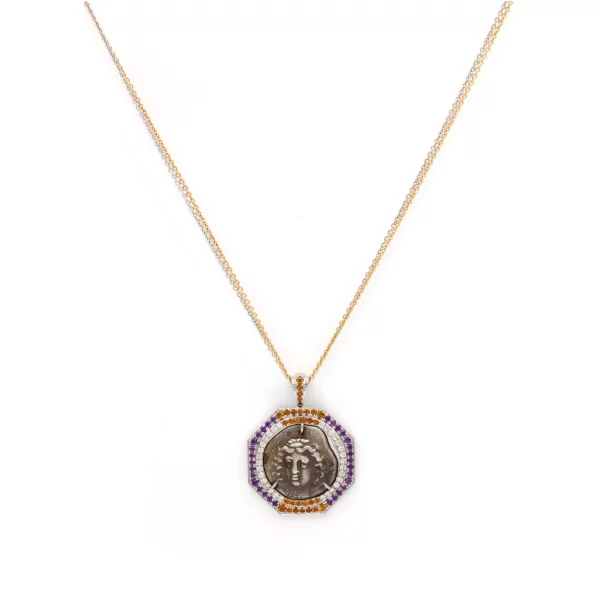 Ancient Elegance: Larissa Coin Pendant in White Gold