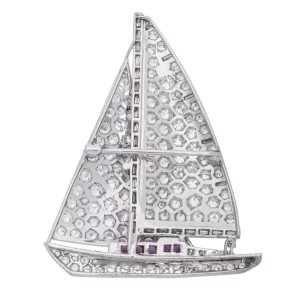 Ruby & Diamond Brooch in White Gold - Image 2