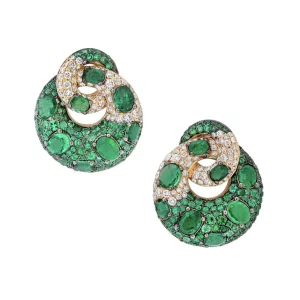 Emerald and Diamond earrings in Yellow Gold - Image 2