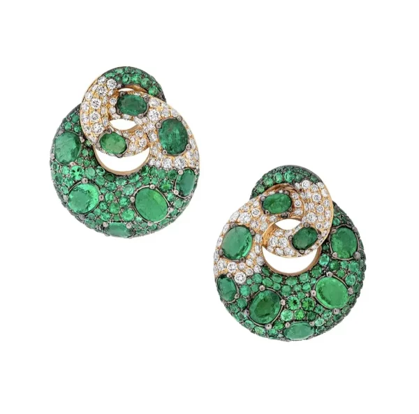 Emerald and Diamond earrings in Yellow Gold