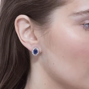 Sapphire & Diamonds Ear Studs - Image 3