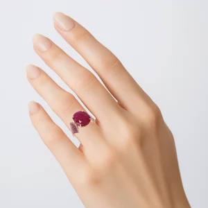 Mesmerizing Ruby & Sapphire Rose Gold Ring - Image 3