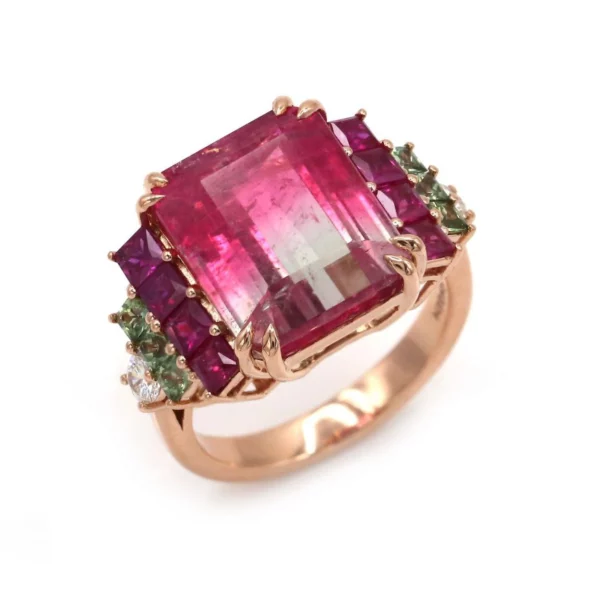 Sapphire & DIamond Cocktail Ring in Rose Gold