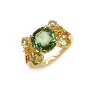 Vibrant Tourmaline & Diamond Gold Ring - Image 2