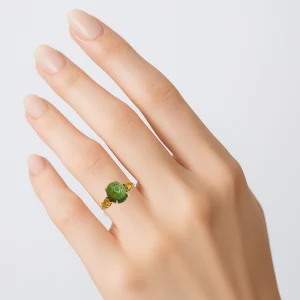 Green Tourmaline & Yellow Sapphire Cocktail Ring - Image 4