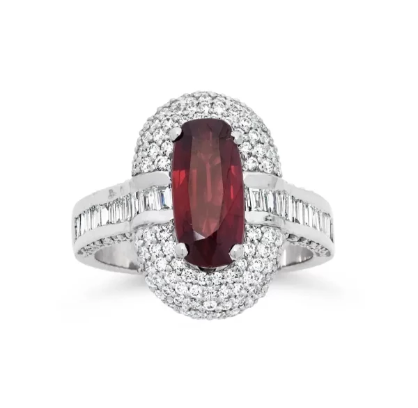 Ruby & Diamond Ring in White Gold