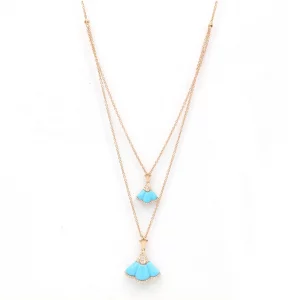 Turquoise & Diamond Rose Gold Necklace - Image 2