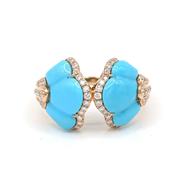 Turquoise and Diamond Gold Ring