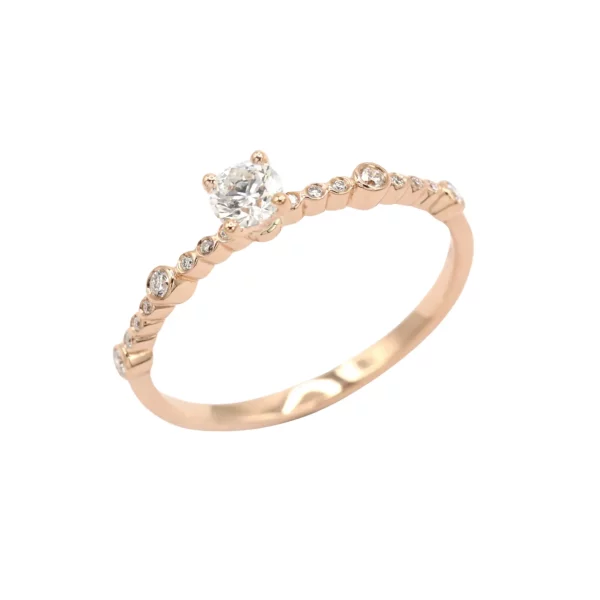 Round Diamond Rose Gold Band