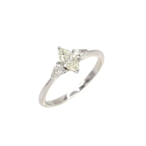 Pear and Marquise Diamond White Gold Ring