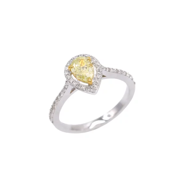Fancy and Round Diamond White Gold Ring