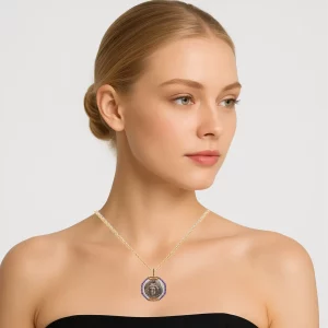 Ancient Elegance: Larissa Coin Pendant in White Gold - Image 3