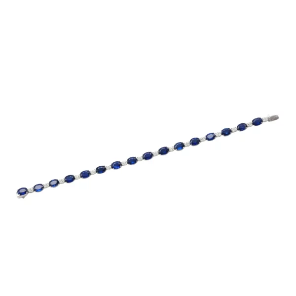 Blue Sapphire & Fancy Diamond White Gold Bracelet
