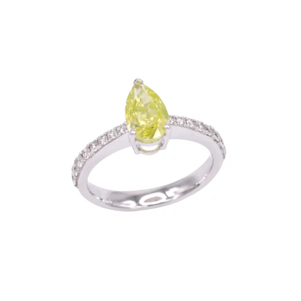 Pear & Round Diamond White Gold Ring