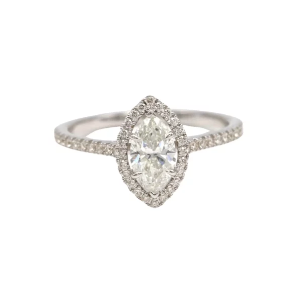 Marquise & Round Diamond White Gold Ring