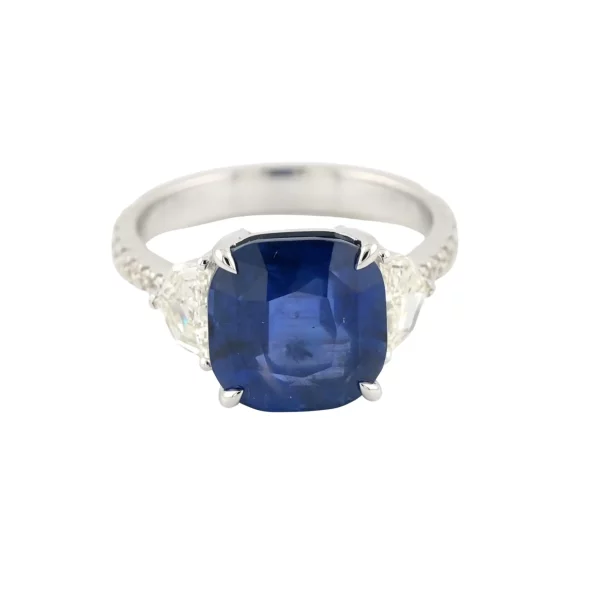 Blue Sapphire & Diamond White Gold Ring